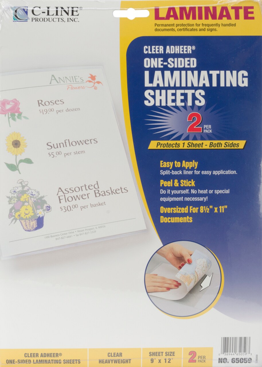 C-Line Cleer Adheer Heavyweight Laminating Sheets 2/Pkg-9"X12"